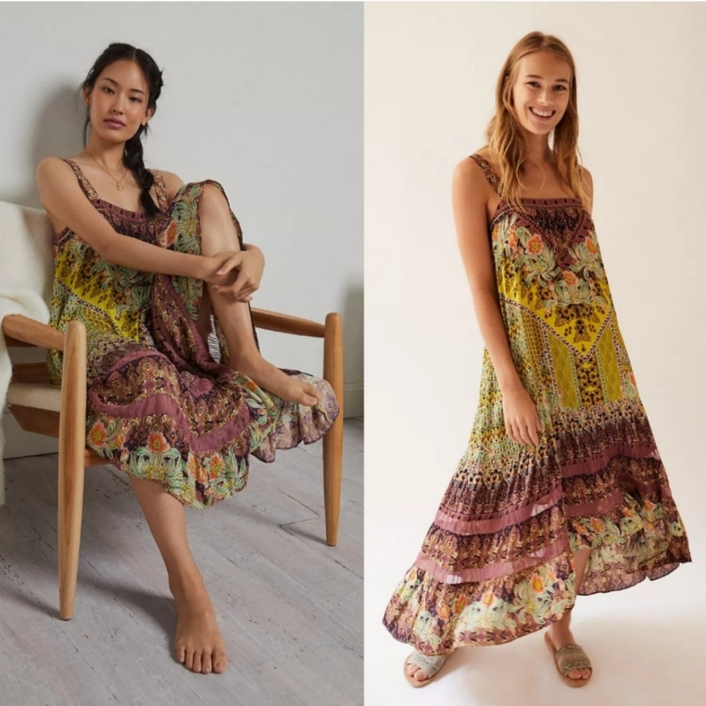 Anthropologie Lovett Tiered  Maxi Dress
